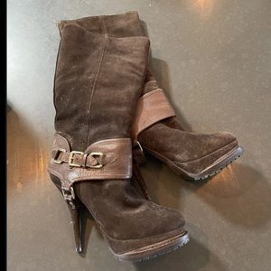 Elizabeth and James shearling boots 8.5 brown suede
